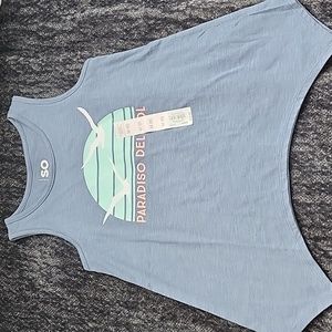 SO Blue Shark Bite Hem Tank. Size M (8) for Girls